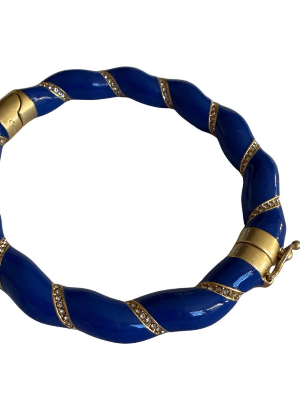 CLARE V Gold Plated Enamel Rope Bangle Bracelet Blue $70 NEW